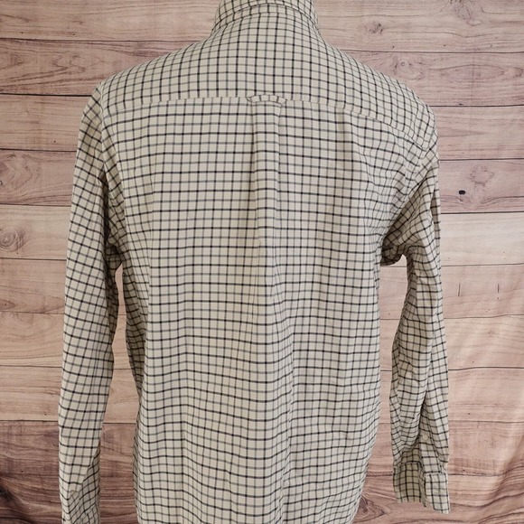 ROUNDTREE & YORKE OXFORD BEIGE CHECK BUTTON DOWN SHIRT MENS SIZE L LARGE - Picture 4 of 7